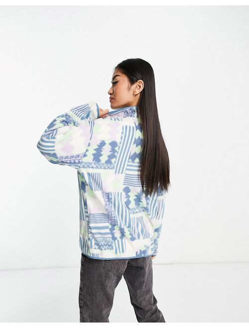Quiksilver Heritage Thrift pattern full zip fleece in blue