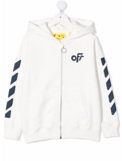 Off-White Kids logo-print cotton hoodie