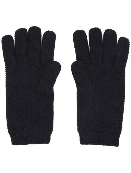 Loro Piana Navy Crochet Gloves