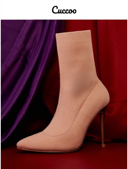 Shein Cuccoo Minimalist Point Toe Sock Boots