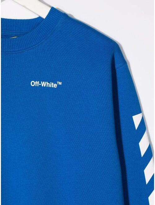 Off-White Kids logo-print striped sweatshirt