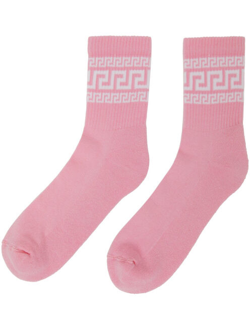 Versace Pink Greca Athletic Socks