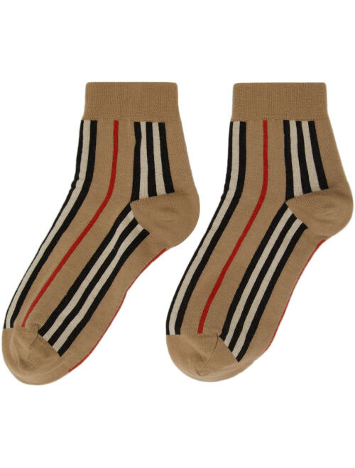 Burberry Beige Stripe Intarsia Socks