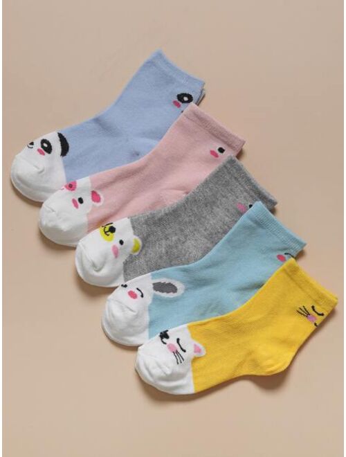 Shein 5pairs Toddler Kids Cartoon Graphic Socks
