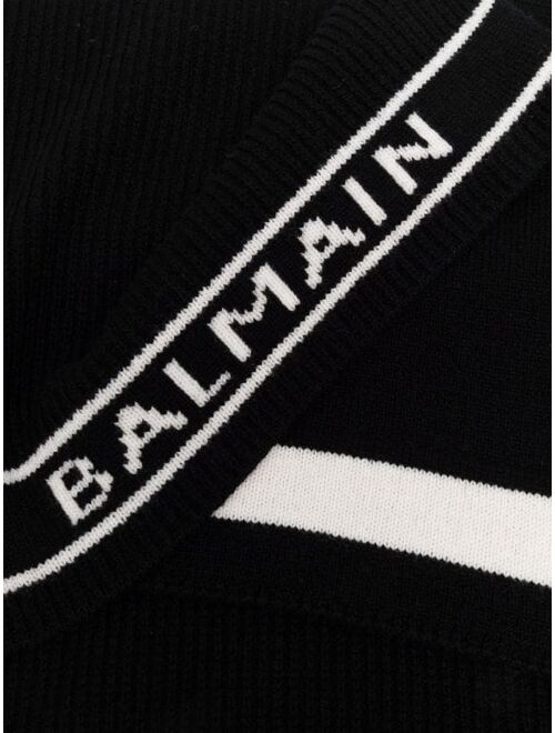 Balmain logo-intarsia scarf