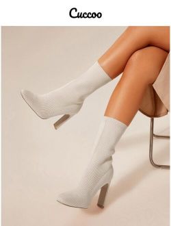 Cuccoo Minimalist Square Toe Sock Boots
