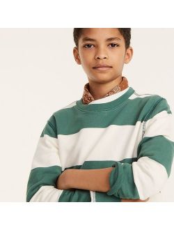 Boys' french terry crewneck in rugby stripe