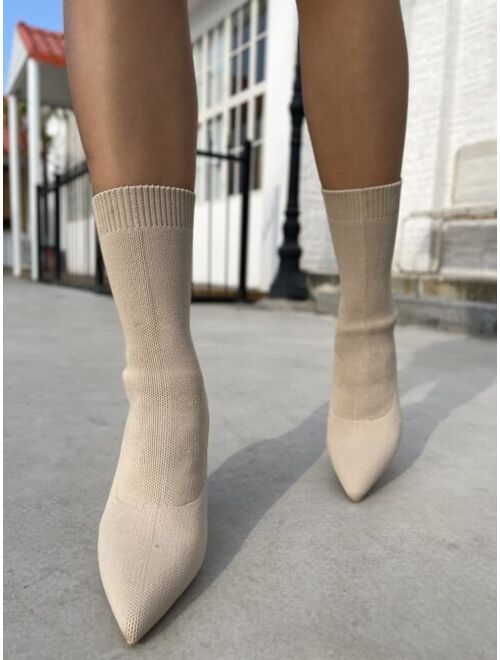 Shein Minimalist Stiletto Heeled Sock Boots