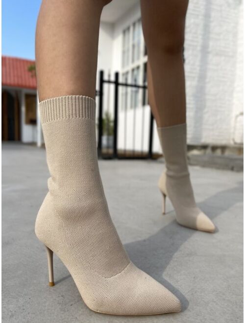 Shein Minimalist Stiletto Heeled Sock Boots