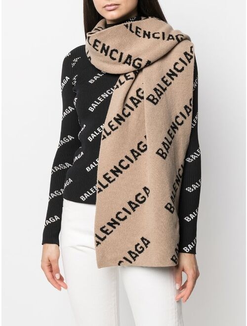 Balenciaga intarsia-knit logo scarf