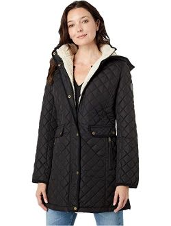 Big & Small Diamond Quilted Coat w/ Hood