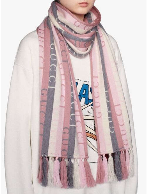 Gucci logo-stripe wool scarf