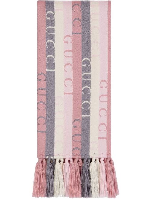 Gucci logo-stripe wool scarf