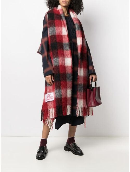 Marni check-pattern fringed shawl
