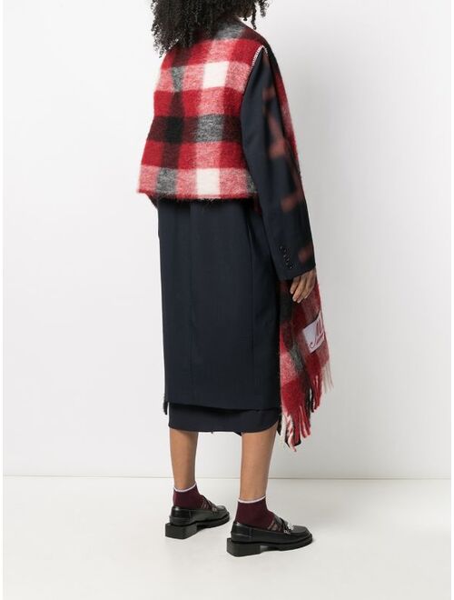Marni check-pattern fringed shawl
