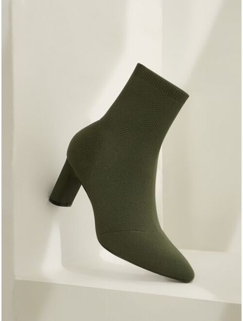 Cuccoo Minimalist Slip-On Chunky Heeled Sock Boots