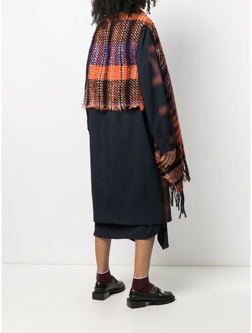 Marni check-pattern fringed shawl