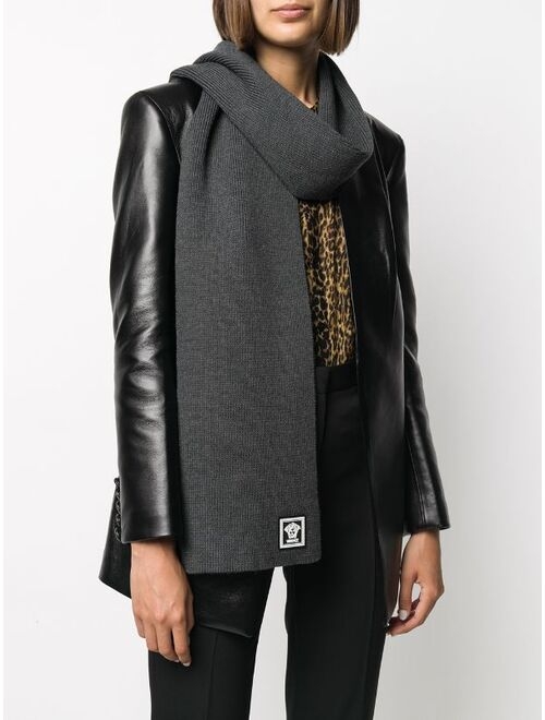 Versace ribbed knit wool scarf