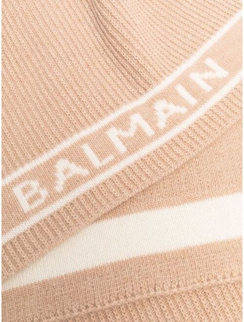 Balmain logo knitted scarf