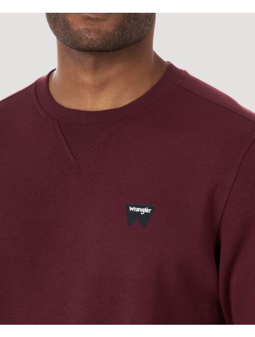 Wrangler Men's Sueded Logo Crewneck Long Sleeve Regular Fit Sweatshirt
