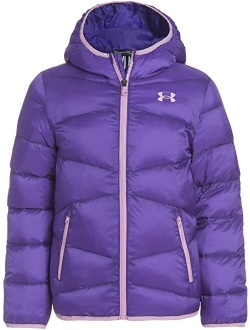 Girls' Prime Puffer, Front Pockets & Hooded Back, Lightweight & Water Repellant