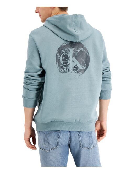 Calvin Klein Men's Earth-Print Long Sleeve Pullover Hoodie