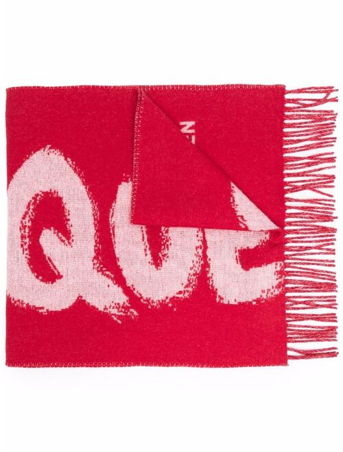 Alexander McQueen intarsia logo wool scarf