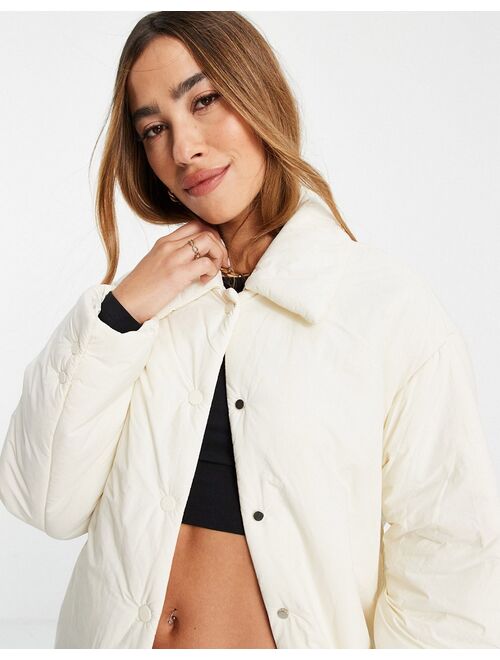 Mango padded button down coat in cream