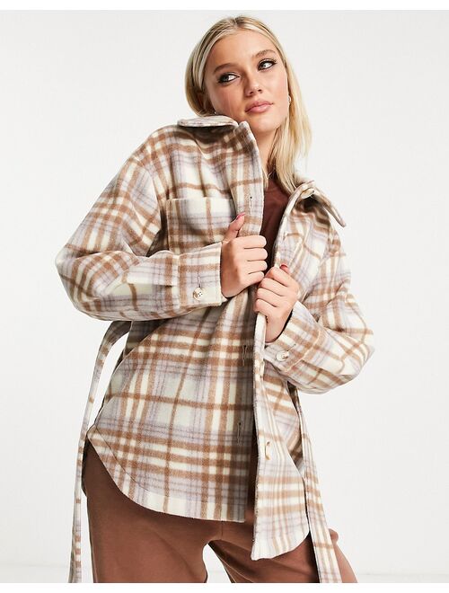 Miss Selfridge shacket in lilac check
