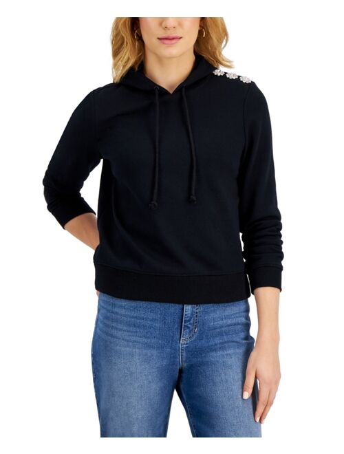 Charter Club Button Trim Hoodie, Created for Macy's