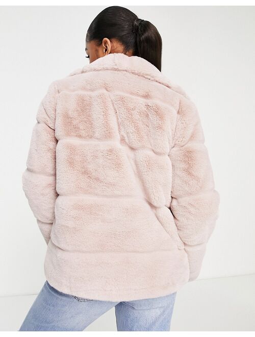 Miss Selfridge pelted faux fur coat in pink