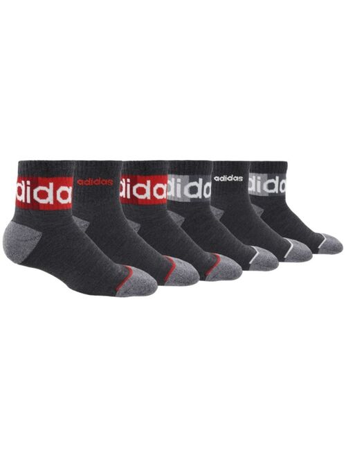 Adidas Big Boys Blocked Linear II Quarter Sock Pack of 6