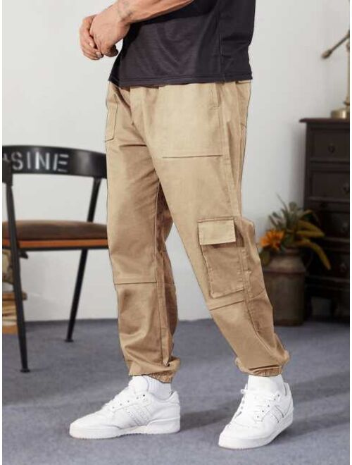 Shein Extended Sizes Men Flap Detail Drawstring Pants