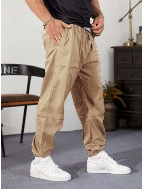 Shein Extended Sizes Men Flap Detail Drawstring Pants