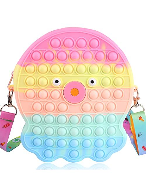 Genovega Pop Popper Purse It Bag for Girls, Push Bubble Popping Pops Its Sensory Fidget Bags Popit Hangdbag Popet Wallet for Teens, Ideas for Year Old Teenage Girl Pink Y