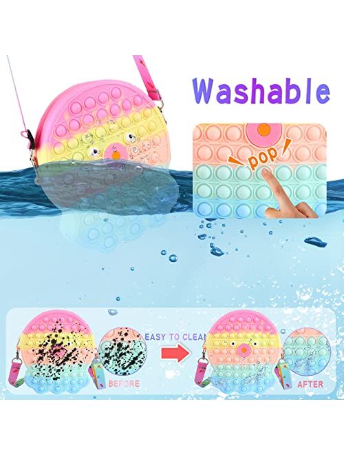 Genovega Pop Popper Purse It Bag for Girls, Push Bubble Popping Pops Its Sensory Fidget Bags Popit Hangdbag Popet Wallet for Teens, Ideas for Year Old Teenage Girl Pink Y