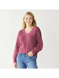 Juniors' SO® V-Neck Tunic Fashion Sleeve Sweater
