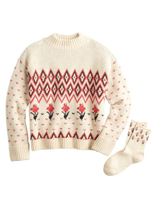 Women's Sonoma Goods For Life® x Lauren Lane Fairisle Sweater & Socks Set