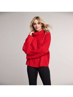 Women's Yummy Sweater Co. Funnel Neck Cable Sweater