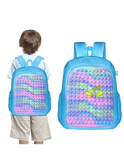 MUCUNNIA Large Pop Backpack Purse Bag for Girls Pop Purse Fidget Toys Fidget Backpack Purse Kids School Backpack Schoolbag Birthday Party Travel School Supplies