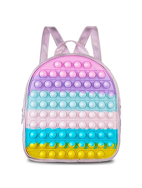 MUCUNNIA Large Pop Backpack Purse Bag for Girls Pop Purse Fidget Toys Fidget Backpack Purse Kids School Backpack Schoolbag Birthday Party Travel School Supplies