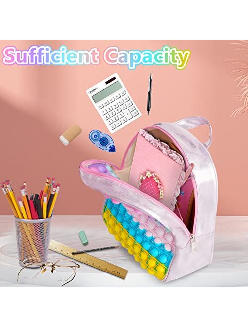 MUCUNNIA Large Pop Backpack Purse Bag for Girls Pop Purse Fidget Toys Fidget Backpack Purse Kids School Backpack Schoolbag Birthday Party Travel School Supplies