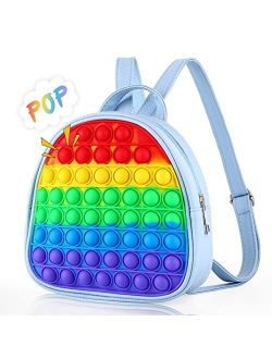 Tricia Pop Backpack Fidget Pop Shoulder Bag for Teenagers Adjustable Strap Push Popper Bubble Schoolbags for Kids (Big-Tie dye Pink)