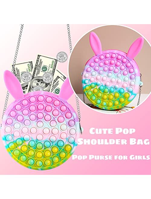 L-Lweik Pop Fidget Toys Shoulder Bag Purse for Girls Kids Relief Stress Sensory Push Crossbody Handbags