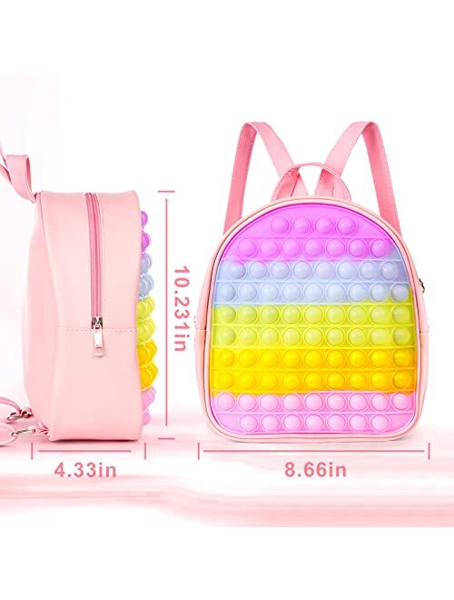 Tricia Pop Backpack for Kids Pop Fidget School Book Bags Pop Fidget Toys Simple Pop Fidget Toy Bag Rainbow