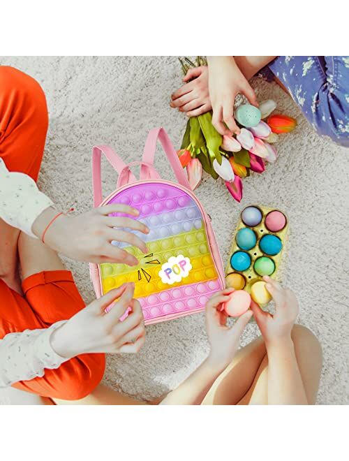 Tricia Pop Backpack for Kids Pop Fidget School Book Bags Pop Fidget Toys Simple Pop Fidget Toy Bag Rainbow
