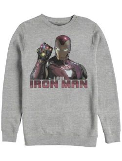 Men's Avengers Endgame I Am Iron Man Gauntlet, Crewneck Fleece