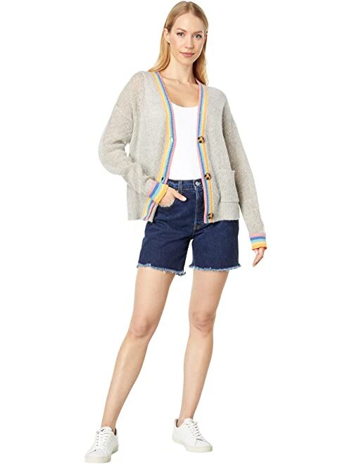 SUNDRY Rainbow Stripes Wool & Cashmere Cardigan