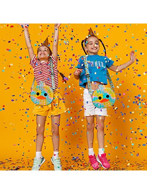 ZHUOVERCI Pop It Purse, Cute Duck Pop Bag for Girls, Sensory School Supplies Fidget Toys for Stress/Autism Relieve,Pop Push Bubble Crossbody Purse - Yellow