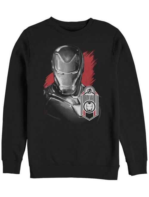 Marvel Men's Avengers Endgame Iron Man Tag Logo, Crewneck Fleece